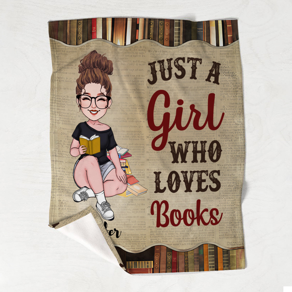 Just A Girl Who Loves Book - Personalized Book Blanket