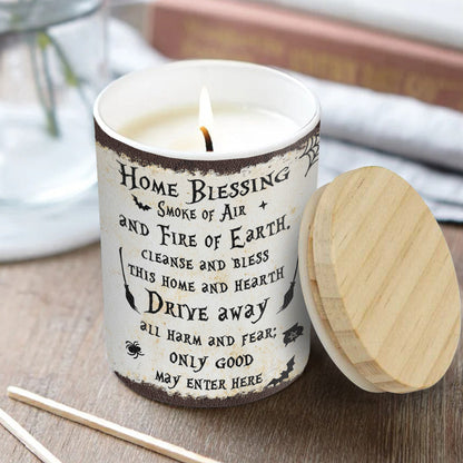 Home Blessing - Personalized Witch Candle With Wooden Lid
