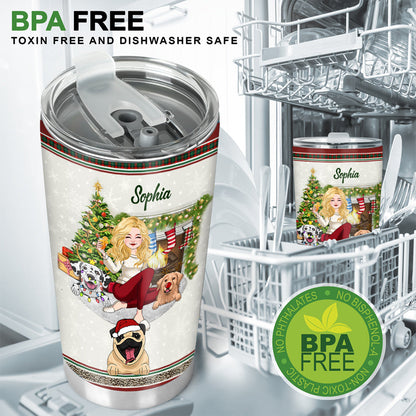 Just A Girl Who Loves Dogs And Christmas - Personalized Dog Tumbler
