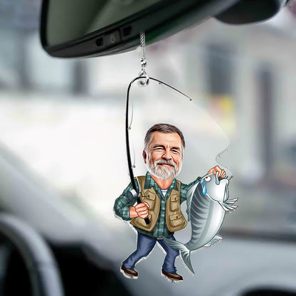 Photo Inserted Funny Fishing - Personalized Fishing Car Ornament