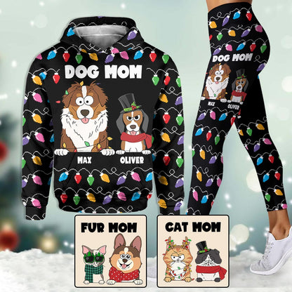 Pet Colorful Christmas Light - Personalized Dog Hoodie and Leggings