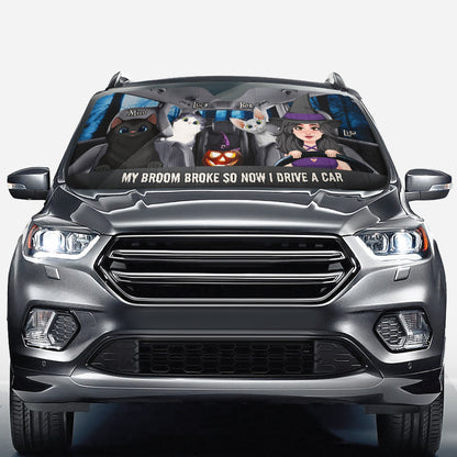 My Broom Broke - Personalized Witch Car Sunshade