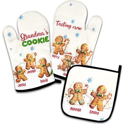 Grandma’s Cookies Tasting Crew - Personalized Grandma Oven Mitts & Pot Holder Set