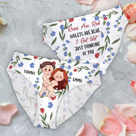 Roses Are Red Violets Are Blue - Personalized Couple Women Briefs