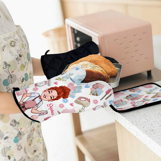 Just A Girl Who Loves Baking - Personalized Baking Oven Mitts & Pot Holder Set