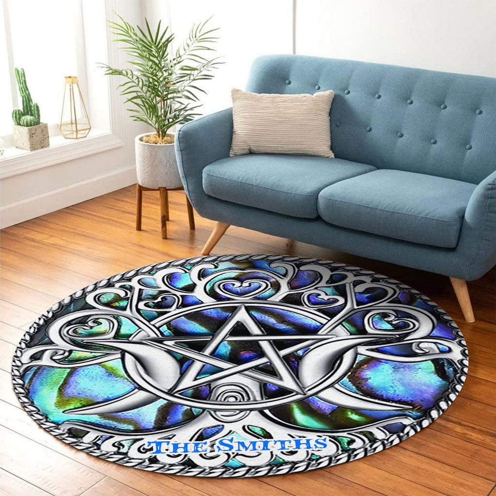 Triple Moon Pentacle - Personalized Witch Round Rug