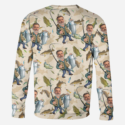 Photo Inserted Funny Fishing - Personalized Fishing All Over Shirt