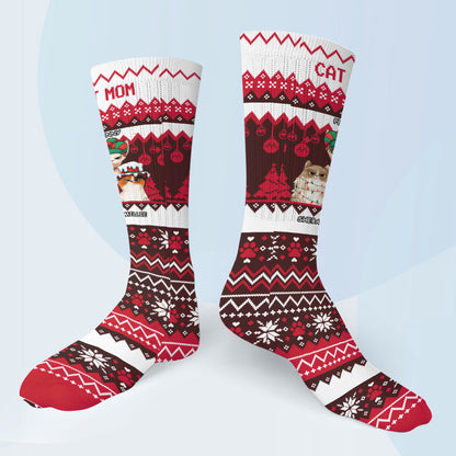 Cat mom/ Dog mom/ Fur Mom/ Cat Dad/ Dog Dad Ugly Pattern - Personalized Dog Socks