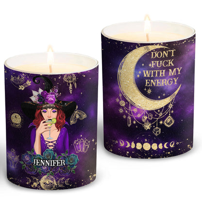 Don't F With My Energy - Personalized Witch Candle With Wooden Lid