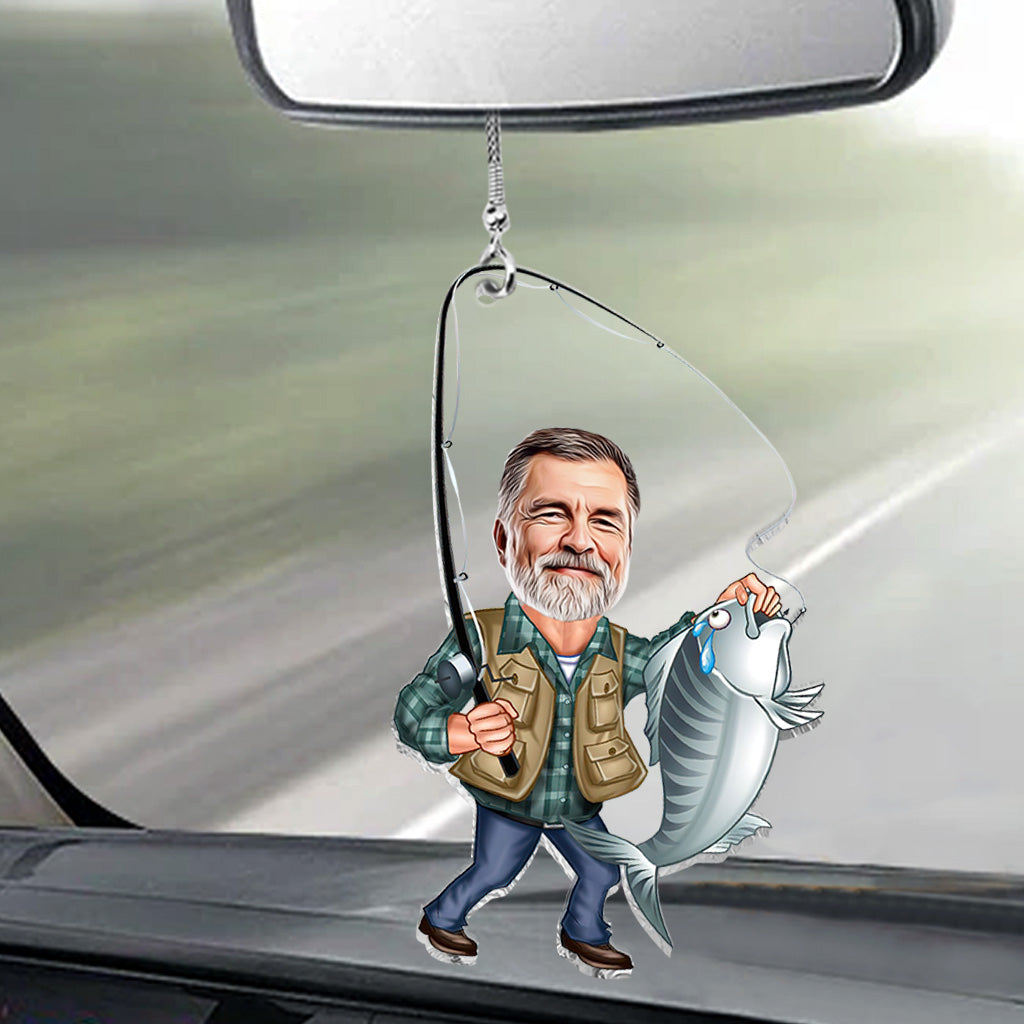 Photo Inserted Funny Fishing - Personalized Fishing Car Ornament