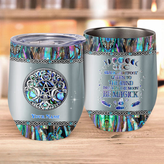 Triple Moon Pentacle - Personalized Witch Wine Tumbler
