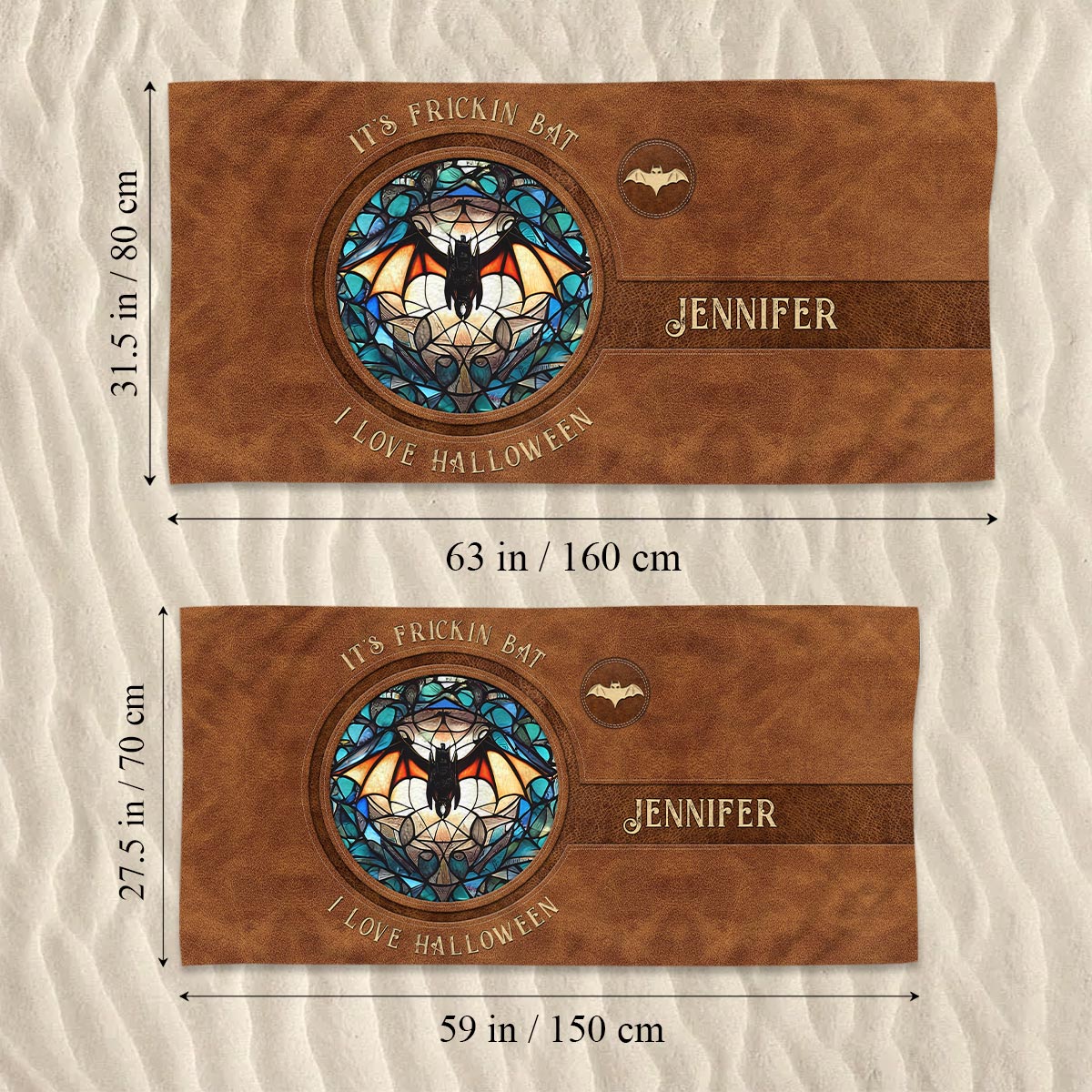 It's Frickin' Bat I Love Halloween - Personalized Witch Beach Towel