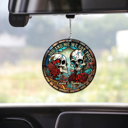 Skull Couple - Personalized Skull Car Ornament