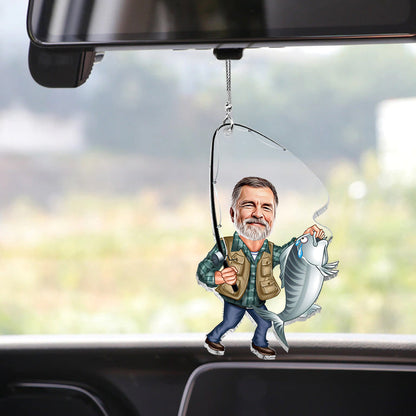 Photo Inserted Funny Fishing - Personalized Fishing Car Ornament