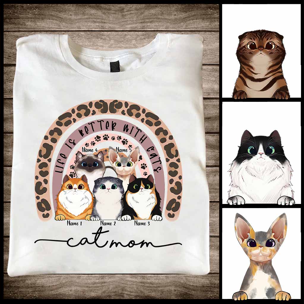 Cat Mom - Personalized Cat T-shirt and Hoodie