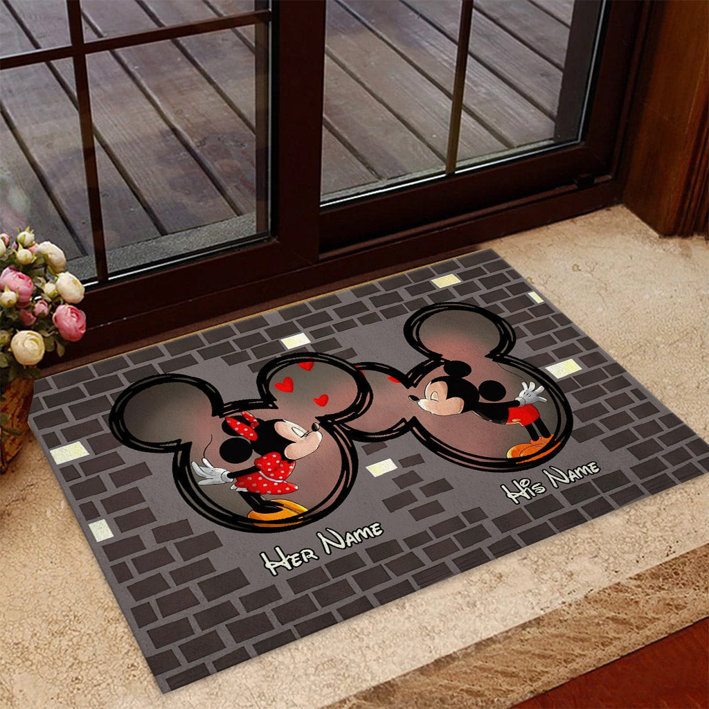 Home Is Where The Heart Is - Personalized Couple Mouse Doormat