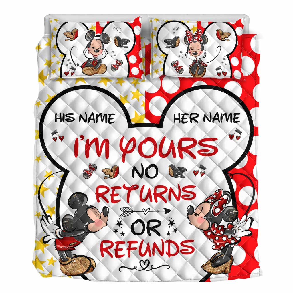 I Love You More - Personalized Couple Mouse Quilt Set