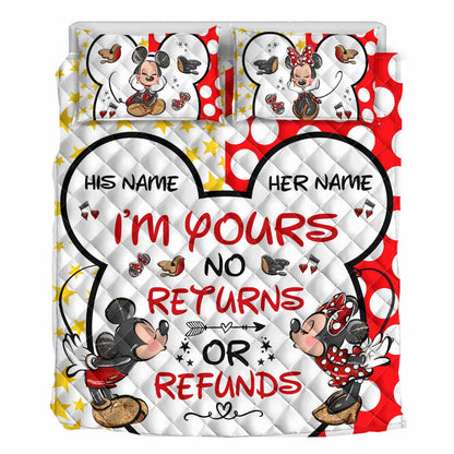 I Love You More - Personalized Couple Mouse Quilt Set