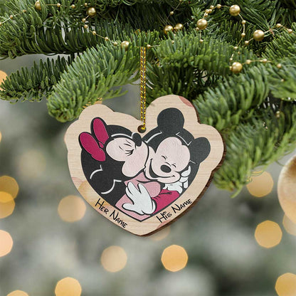 To My Husband - Personalized Christmas Mouse Wooden Card Pop Out Ornament