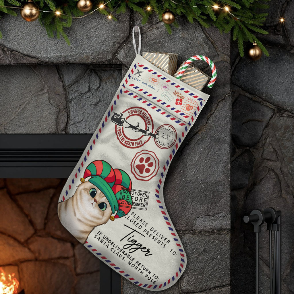 North Pole Express Santa Delivery - Personalized Cat Christmas Stockings