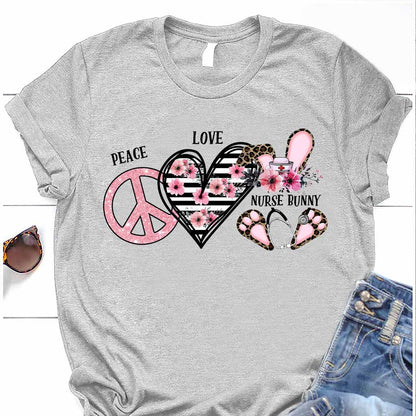 Peace Love Nurse Bunny - Personalized T-shirt and Hoodie