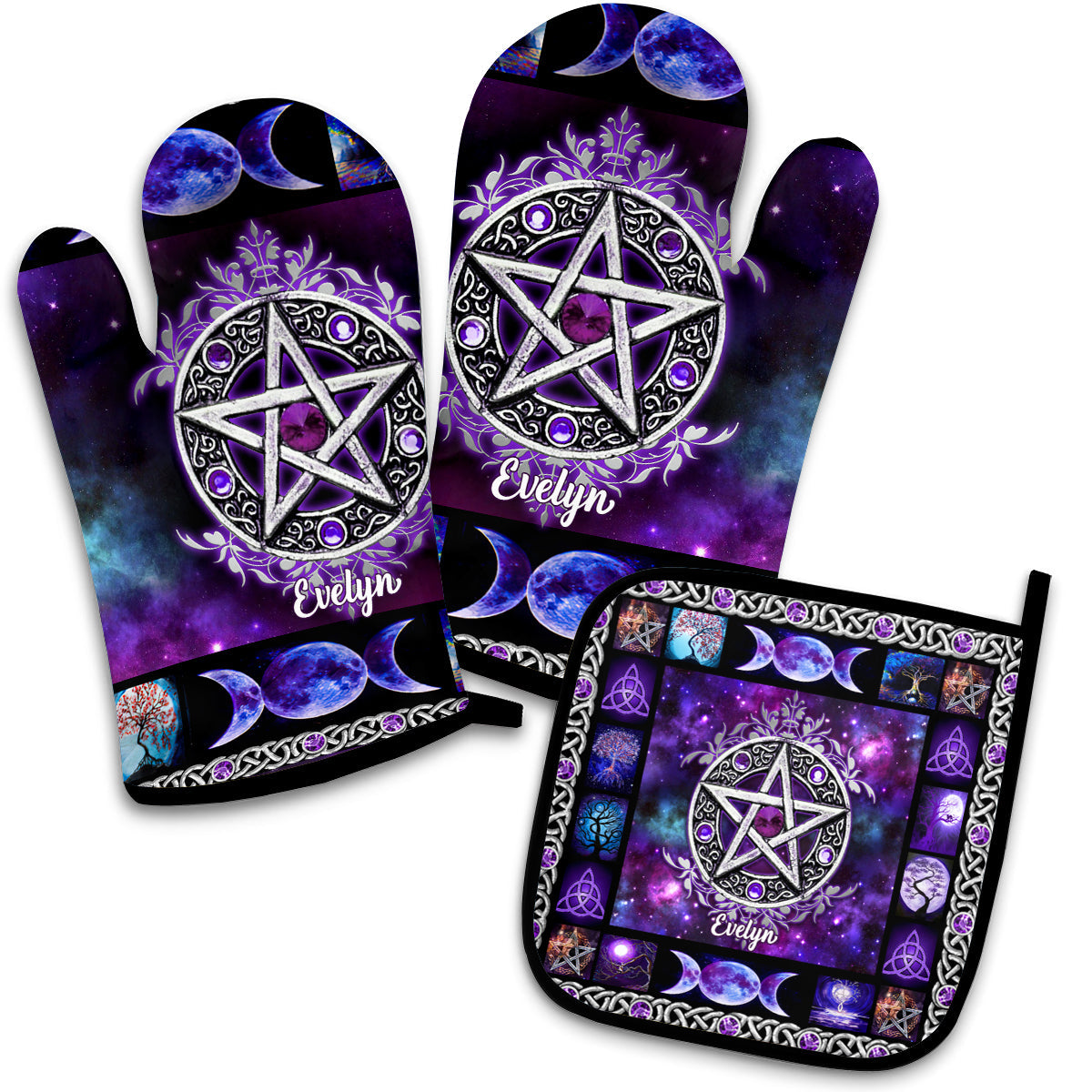 Magical Kitchen - Personalized Witch Oven Mitts & Pot Holder Set