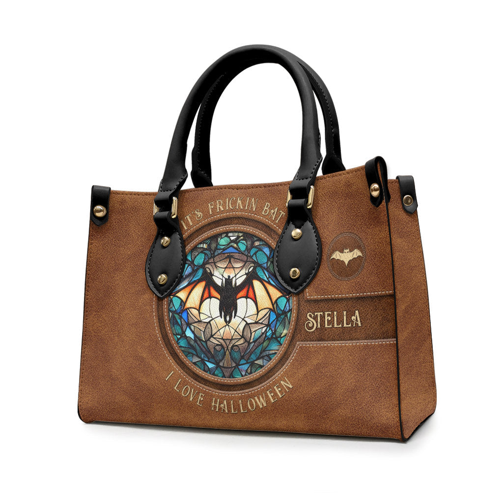 It's Frickin' Bat I Love Halloween - Personalized Witch Leather Handbag
