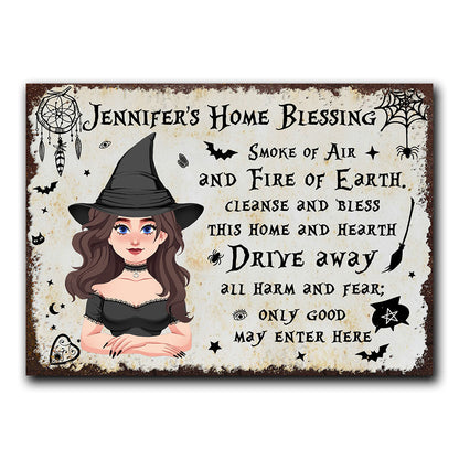 Home Blessing - Personalized Witch Rectangle Metal Sign
