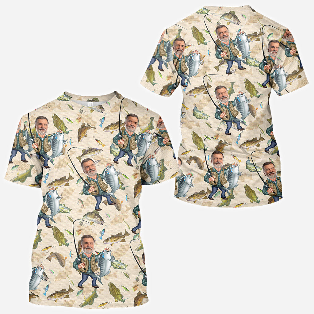 Photo Inserted Funny Fishing - Personalized Fishing All Over Shirt
