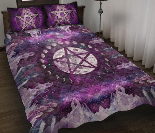 Pentagram Moon Crystal Wicca - Witch Quilt Set 0822