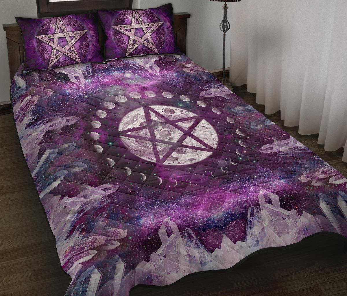 Pentagram Moon Crystal Wicca - Witch Quilt Set 0822