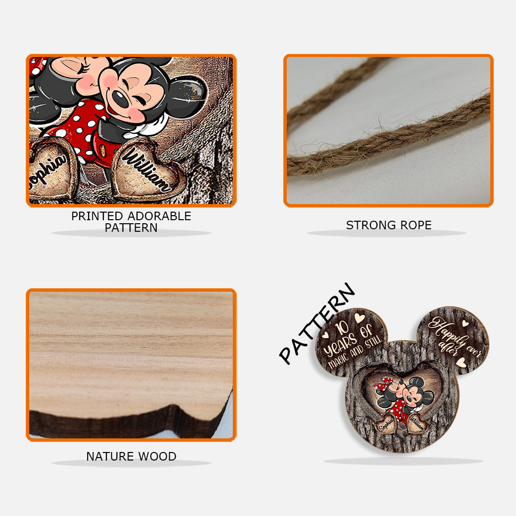 Mouse Ears Couple Heart - Personalized Mouse Wood Sign