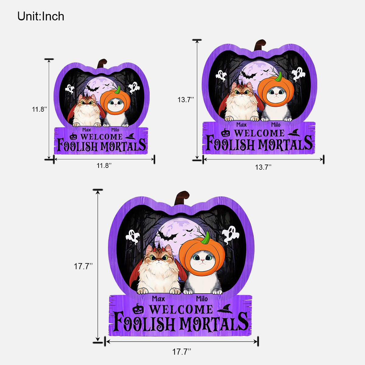 Welcome Foolish Mortal - Personalized Cat Wood Sign