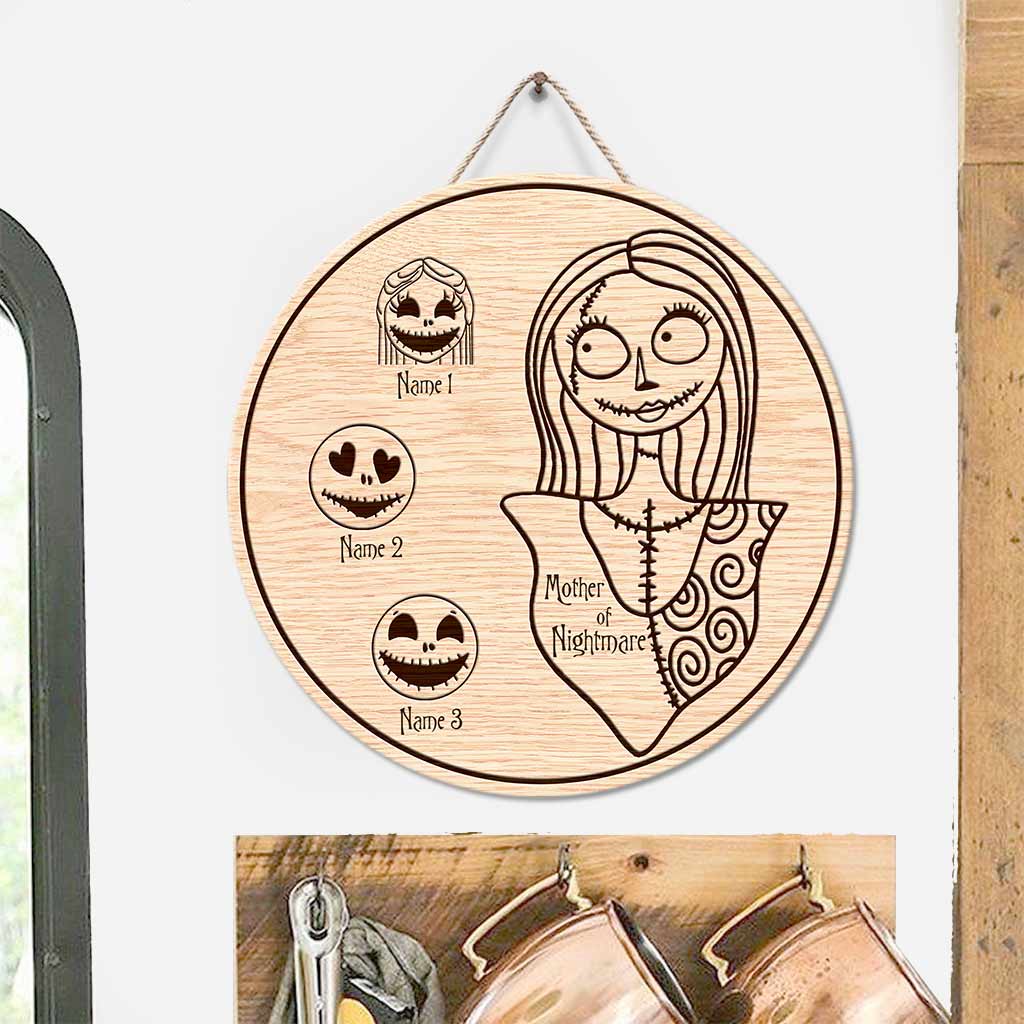 Mother Of Nightmare - Personalized Mother's Day Nightmare Round Wood Sign With 3D Pattern Print