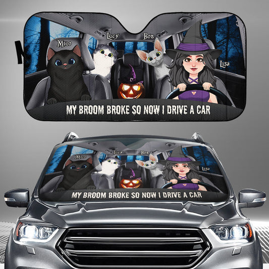My Broom Broke - Personalized Witch Car Sunshade