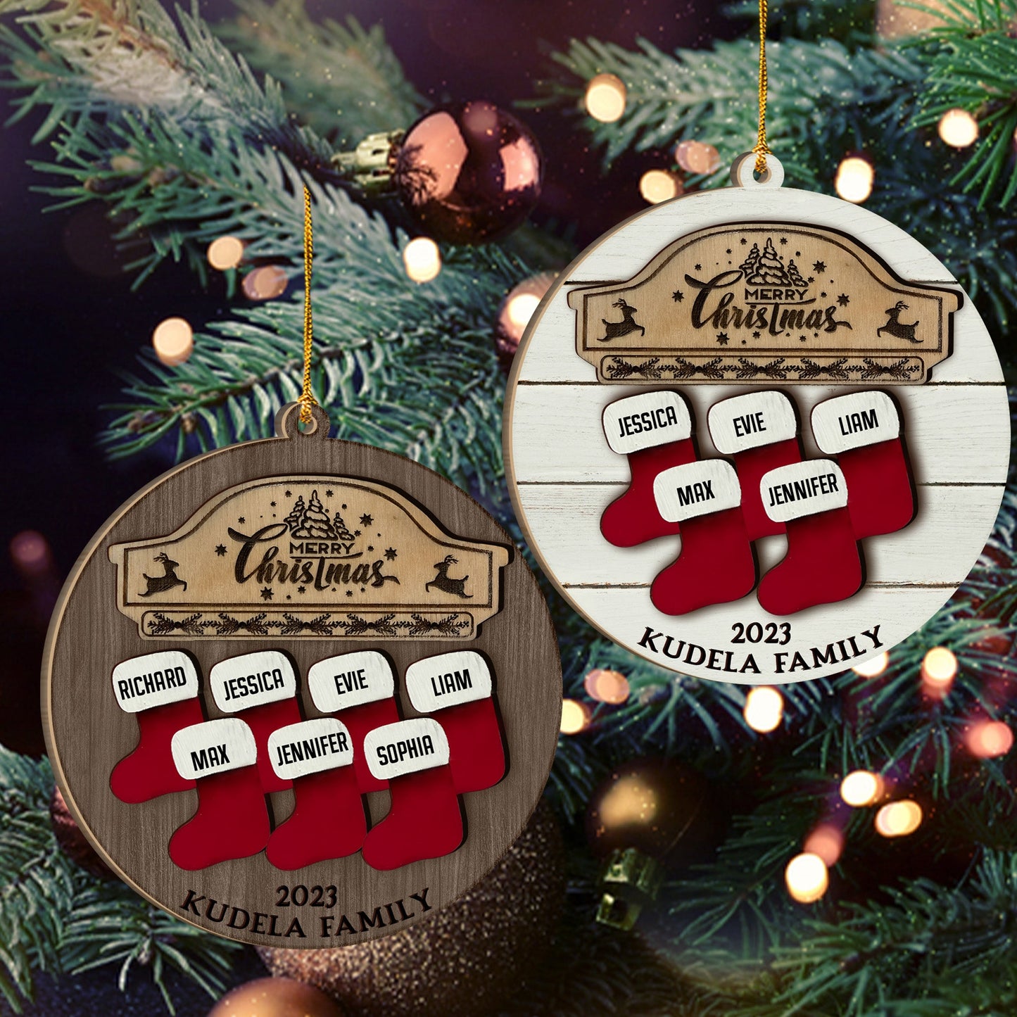 Our Family - Personalized Family 2 Layered Piece Ornament