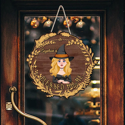 Blessed Home - Personalized Witch Wood Sign