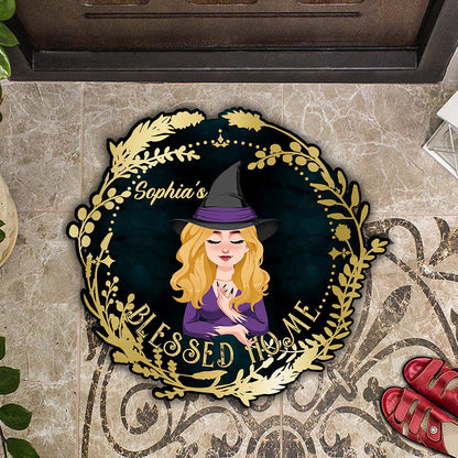 Blessed Home - Personalized Witch Shaped Doormat