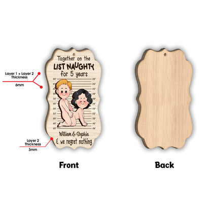 Together On The Naughty List - Personalized Couple 2 Layered Piece Ornament