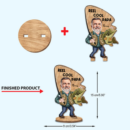 Reel Cool - Fishing gift for dad, him, husband, grandpa - Personalized Freestanding Wood Plaque