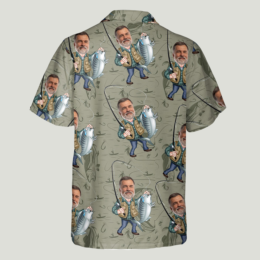 Funny Fishing Portrait - Personalized Fishing Hawaiian Shirt