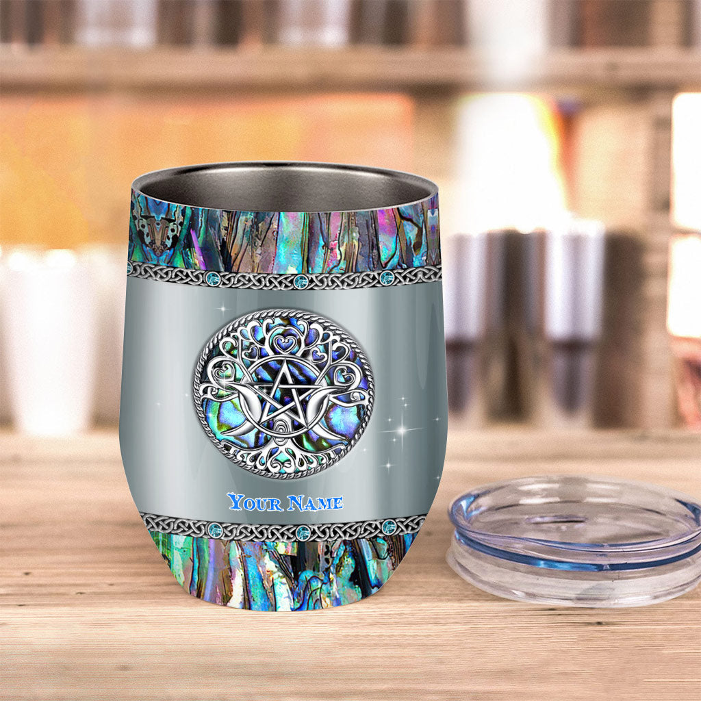 Triple Moon Pentacle - Personalized Witch Wine Tumbler