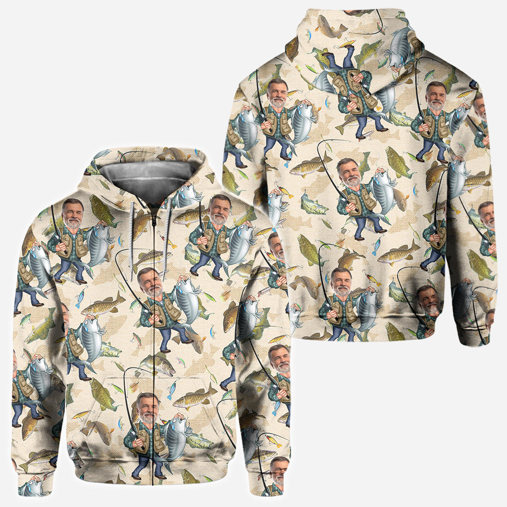 Photo Inserted Funny Fishing - Personalized Fishing All Over Shirt