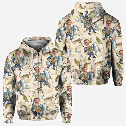 Photo Inserted Funny Fishing - Personalized Fishing All Over Shirt