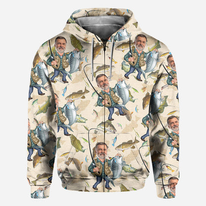 Photo Inserted Funny Fishing - Personalized Fishing All Over Shirt