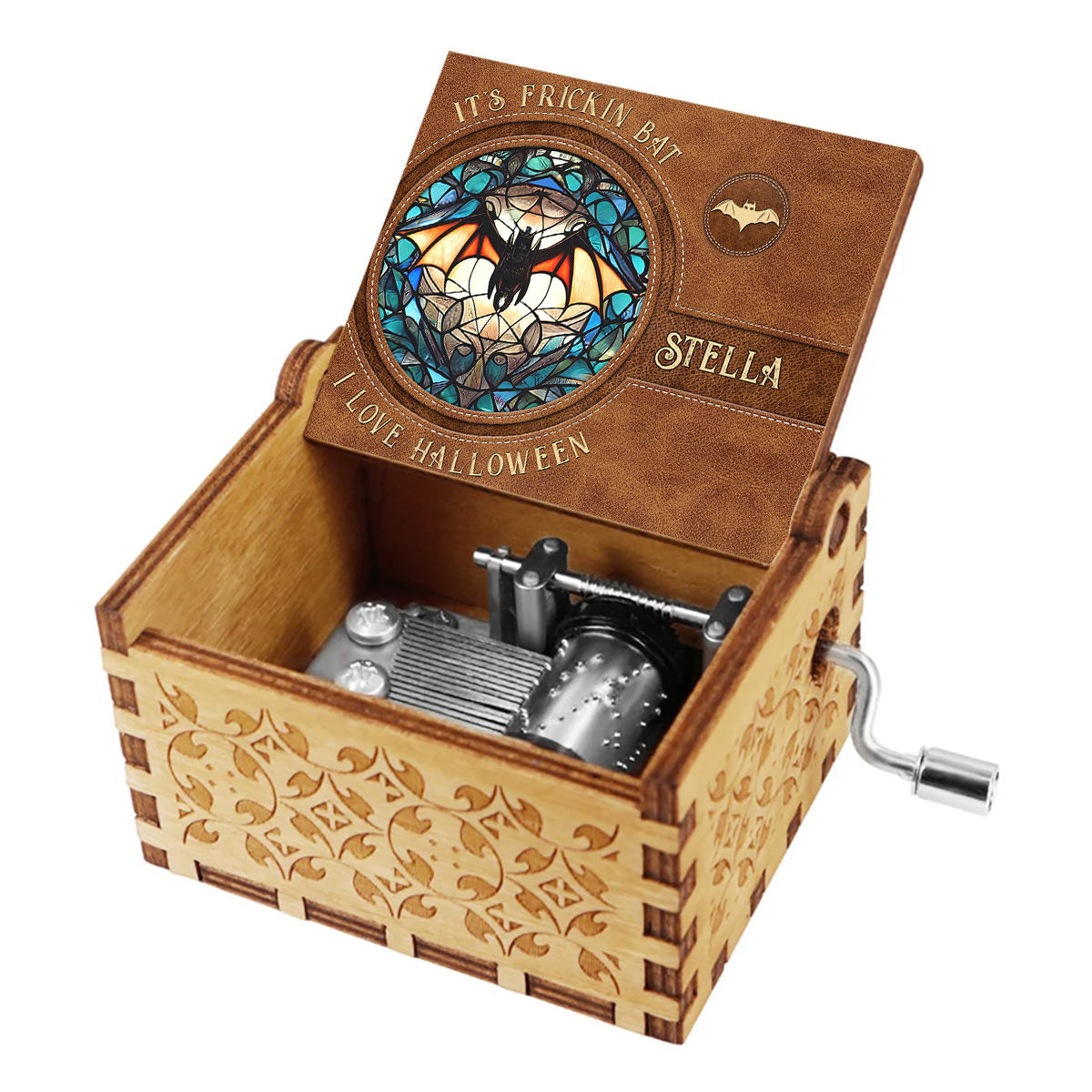 It's Frickin' Bat I Love Halloween - Personalized Witch Hand Crank Music Box
