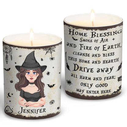 Home Blessing - Personalized Witch Candle With Wooden Lid