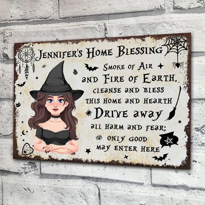 Home Blessing - Personalized Witch Rectangle Metal Sign