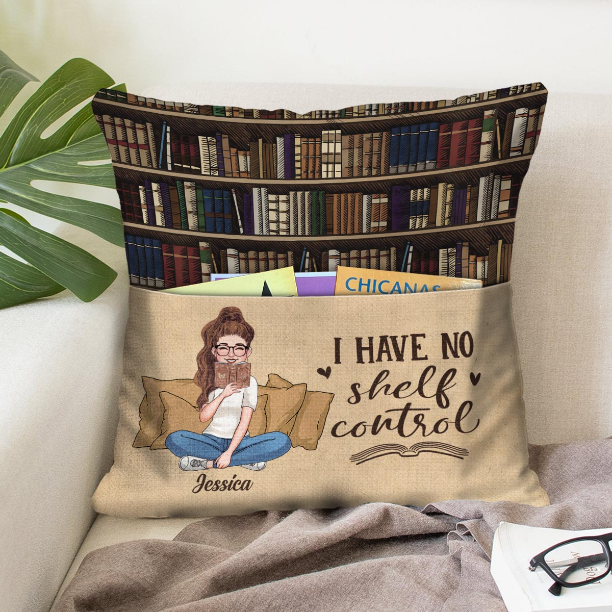 I Have No Shelf Control - Personalized Book Pocket Pillow