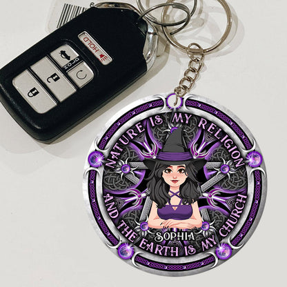 Nature Is My Religion - Personalized Witch Keychain